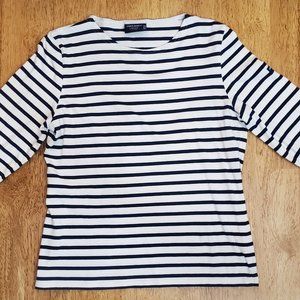 Saint James Navy & Cream Shirt 3/4 Sleeves